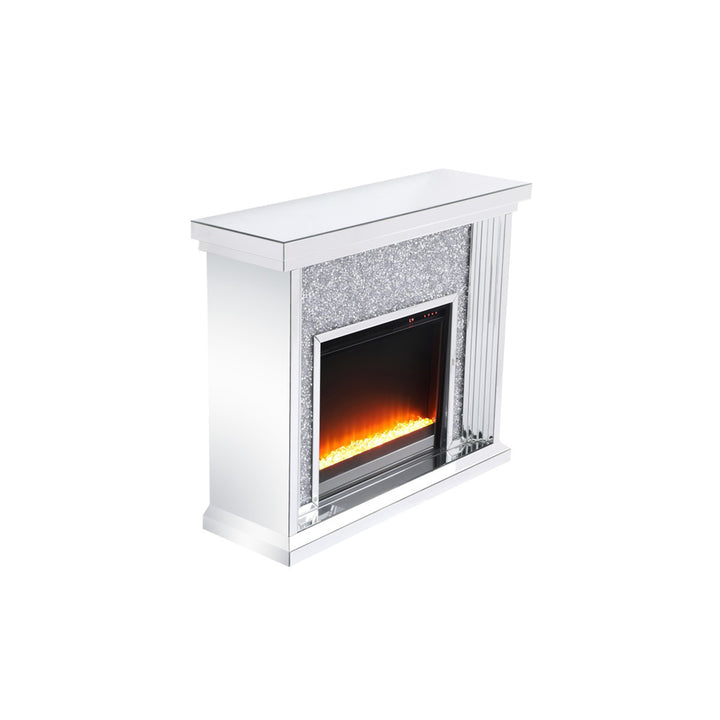 47.5 In. Crystal Mirrored Mantle With Crystal Insert Fireplace - View 5 - Joshua Marshal