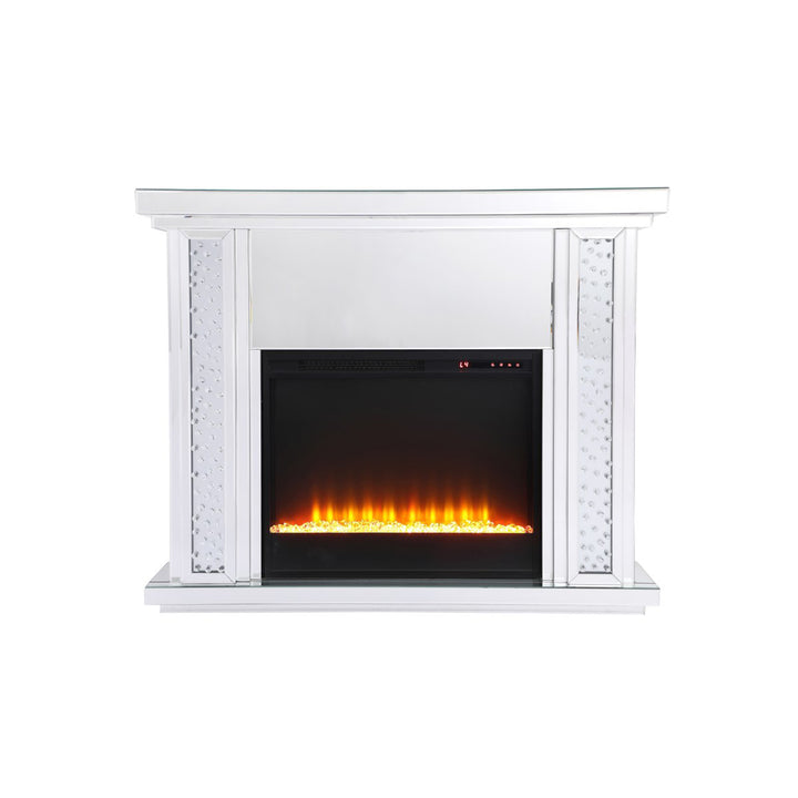 47.5 In. Crystal Mirrored Mantle With Crystal Insert Fireplace - View 3 - Joshua Marshal