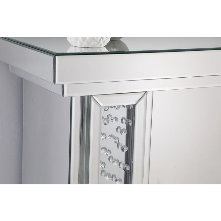 47.5 In. Crystal Mirrored Mantle With Wood Log Insert Fireplace - View 5 - Joshua Marshal