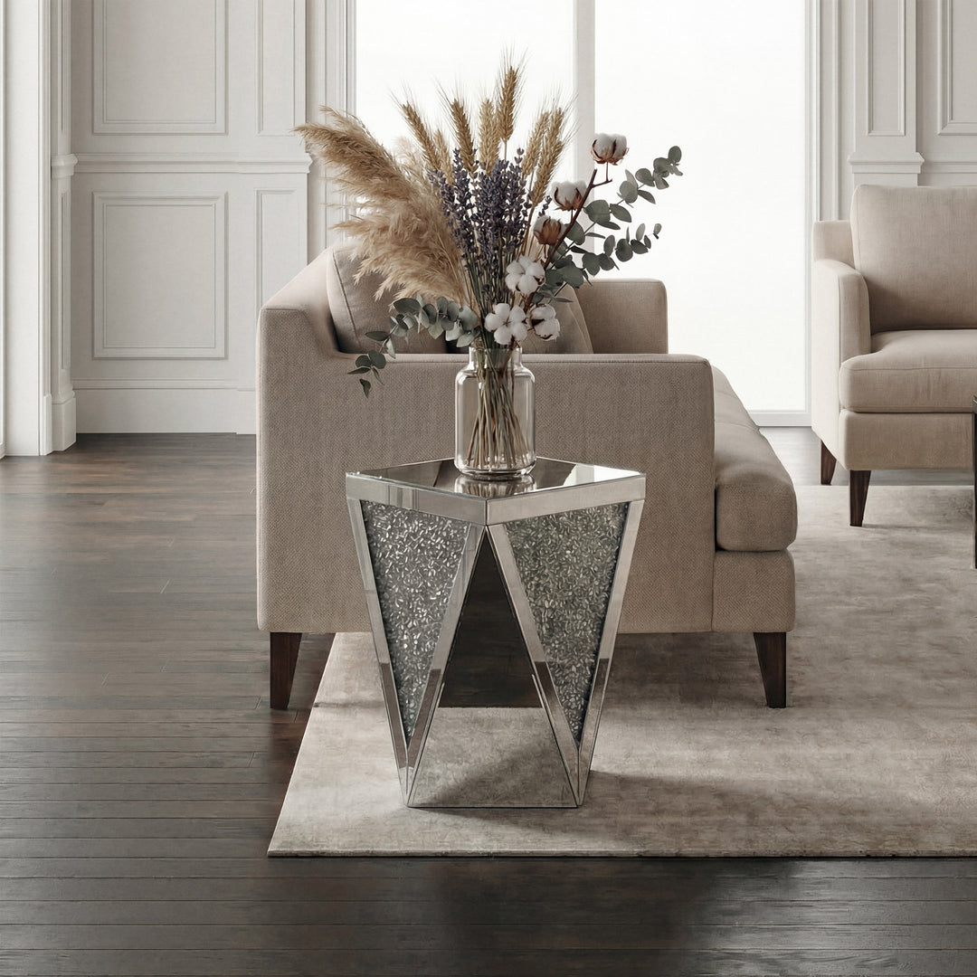 18.5 Inch Crystal End Table Silver Royal Cut Crystal - View 2 - Joshua Marshal