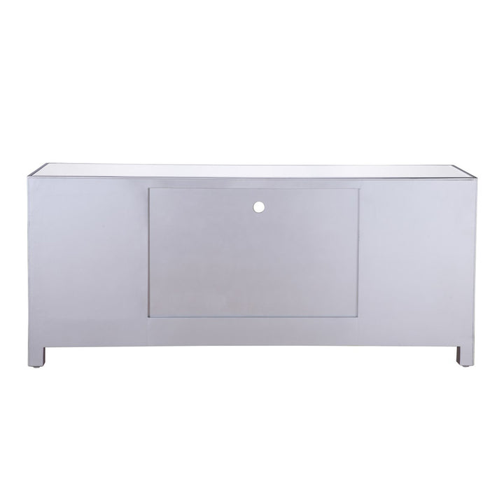 60 In. Mirrored Tv Stand With Crystal Fireplace Insert In Antique Silver - View 6 - Joshua Marshal