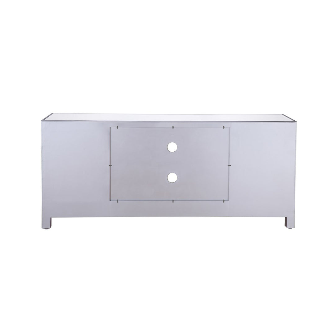 60 In. Mirrored Tv Stand With Wood Fireplace Insert In Antique Silver - View 6 - Joshua Marshal