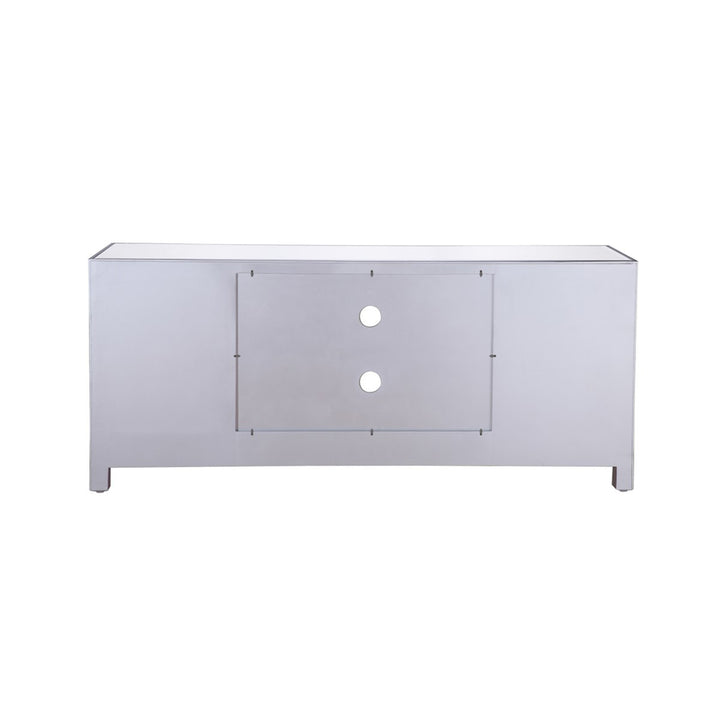 60 In. Mirrored Tv Stand With Wood Fireplace Insert In Antique Silver - View 6 - Joshua Marshal