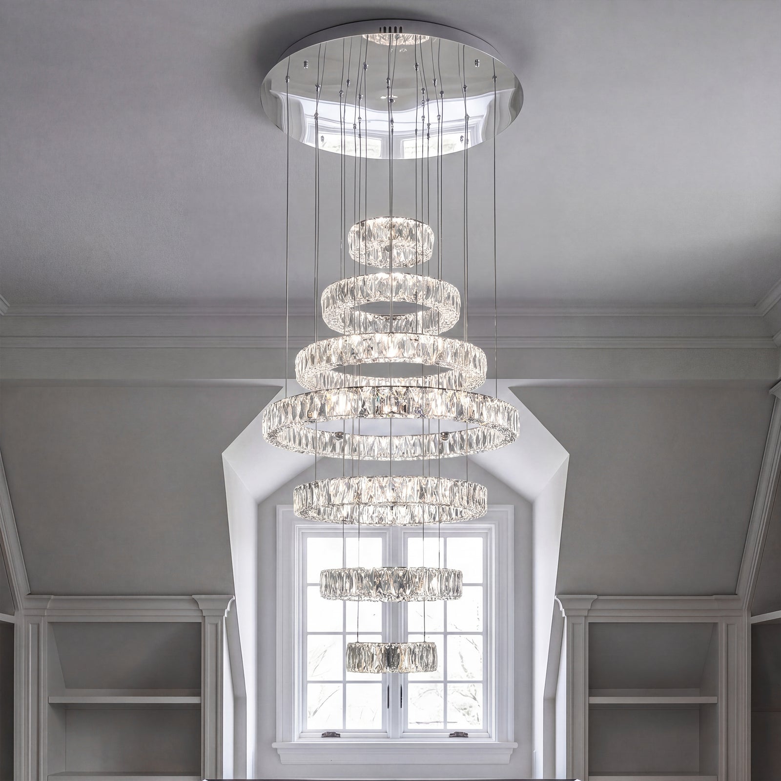 Integrated Led Chip Light Chrome Chandelier Clear Royal Cut Crystal Chrome Finish - LIGHTING by Joshua Marshal