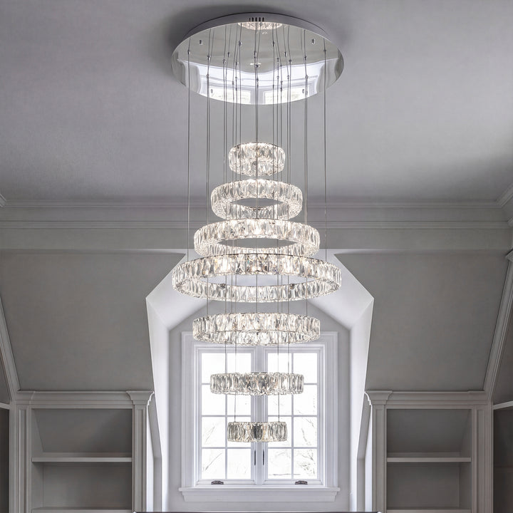 Integrated Led Chip Light Chrome Chandelier Clear Royal Cut Crystal Chrome Finish - LIGHTING by Joshua Marshal