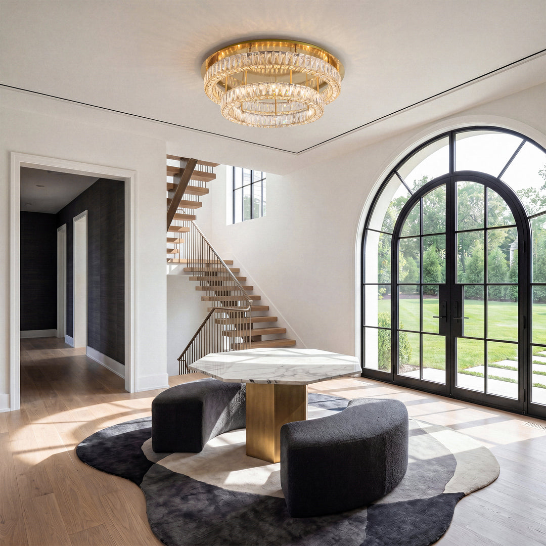 Led Light Gold Flush Mount Clear Royal Cut Crystal - View 2 - Joshua Marshal