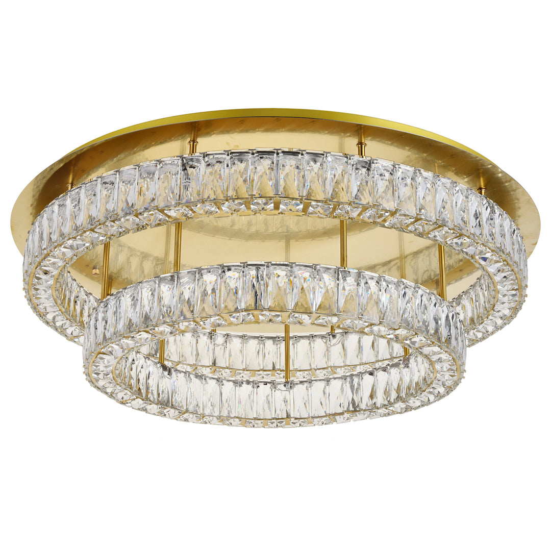 Led Light Gold Flush Mount Clear Royal Cut Crystal - View 3 - Joshua Marshal