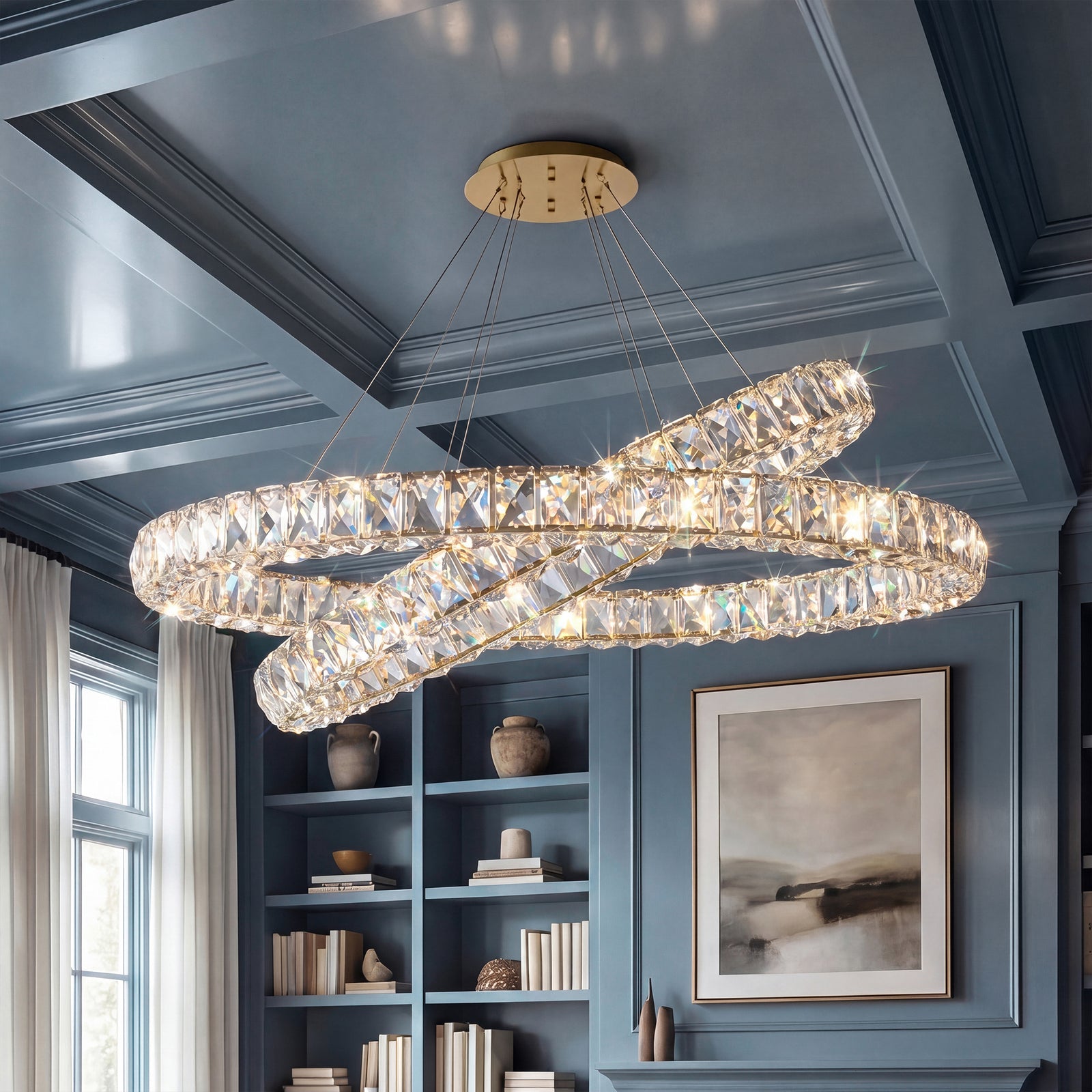 Integrated Led Light Gold Chandelier Clear Royal Cut Crystal Gold Finish - LIGHTING by Joshua Marshal