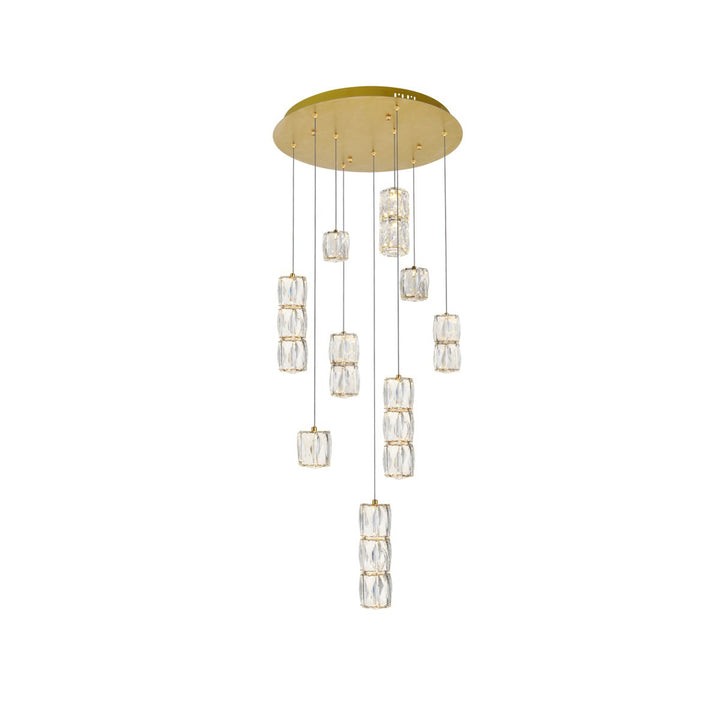 Led Light Gold Pendant Clear Royal Cut Crystal - View 3 - Joshua Marshal