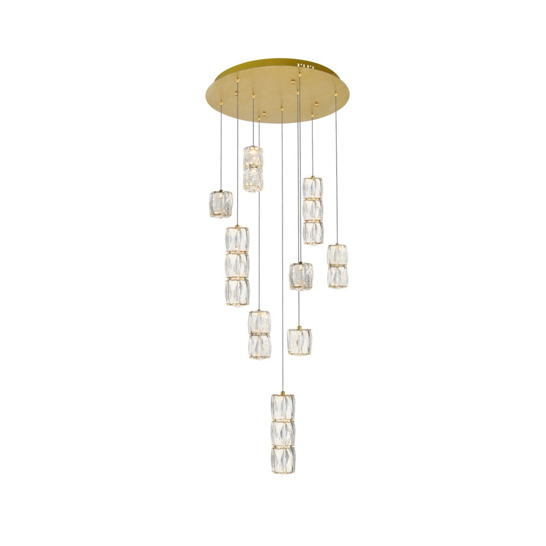 Led Light Gold Pendant Clear Royal Cut Crystal - View 4 - Joshua Marshal