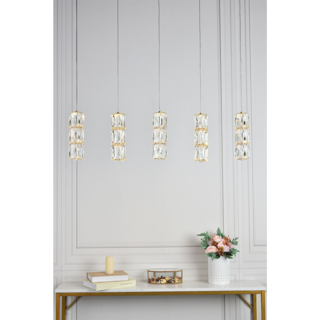 Led Light Gold Pendant Clear Royal Cut Crystal - View 2 - Joshua Marshal