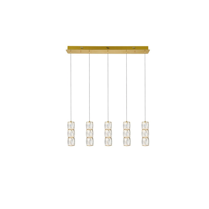 Led Light Gold Pendant Clear Royal Cut Crystal - View 3 - Joshua Marshal
