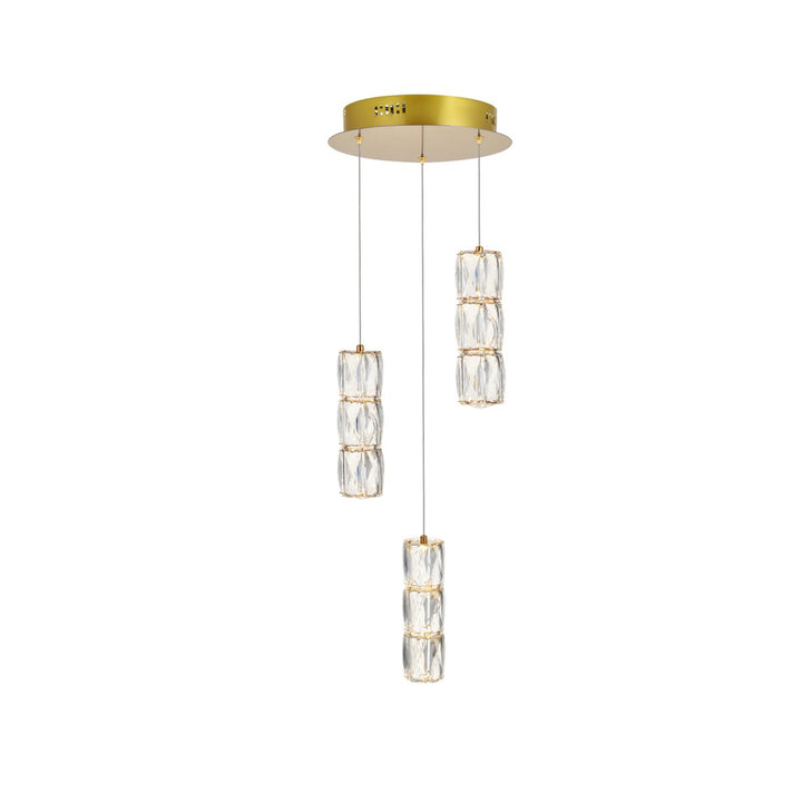 Led Light Gold Pendant Clear Crystal - View 3 - Joshua Marshal