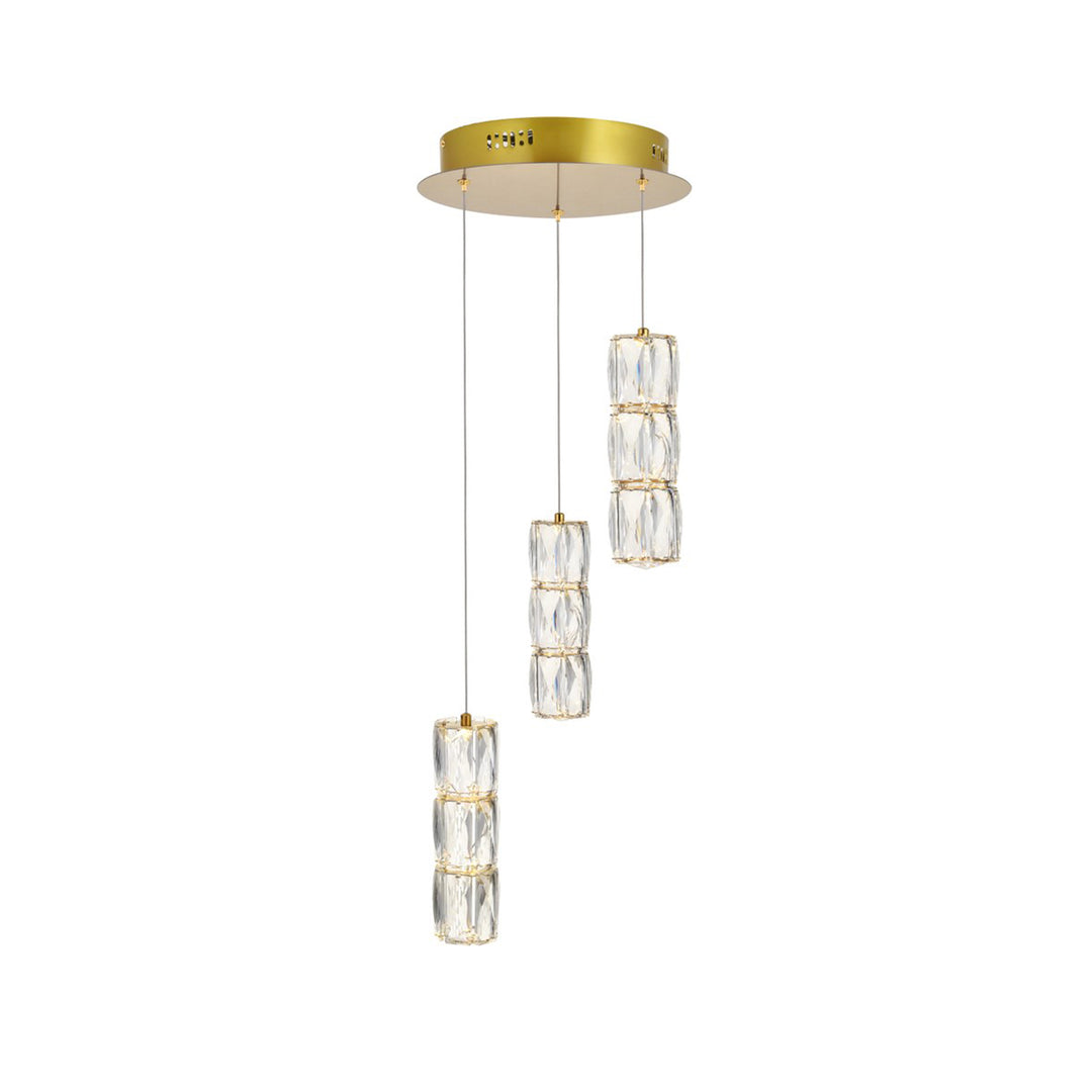 Led Light Gold Pendant Clear Crystal - View 4 - Joshua Marshal