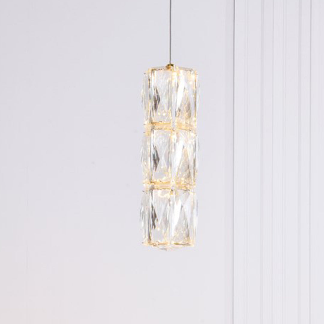 Led Light Gold Pendant Clear Royal Cut Crystal Gold Finish - LIGHTING by Joshua Marshal