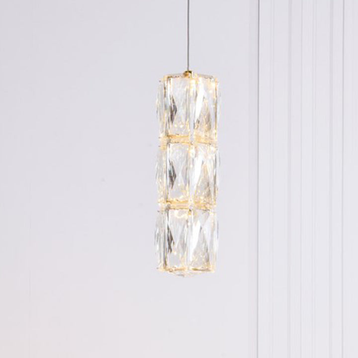 Led Light Gold Pendant Clear Royal Cut Crystal Gold Finish - LIGHTING by Joshua Marshal