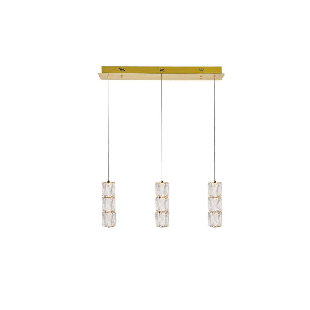 Led Light Gold Pendant Clear Royal Cut Crystal - View 3 - Joshua Marshal