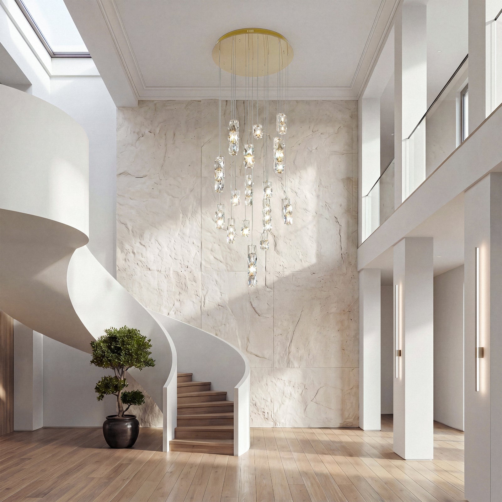 Led Light Gold Pendant Clear Crystal - View 2 - Joshua Marshal