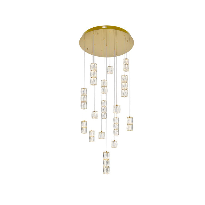 Led Light Gold Pendant Clear Crystal - View 3 - Joshua Marshal