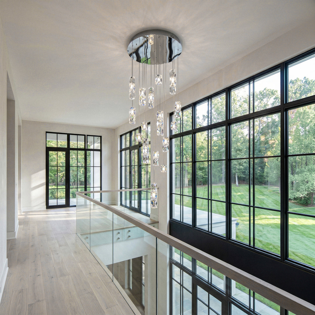 Led Light Chrome Pendant Clear Crystal - View 2 - Joshua Marshal