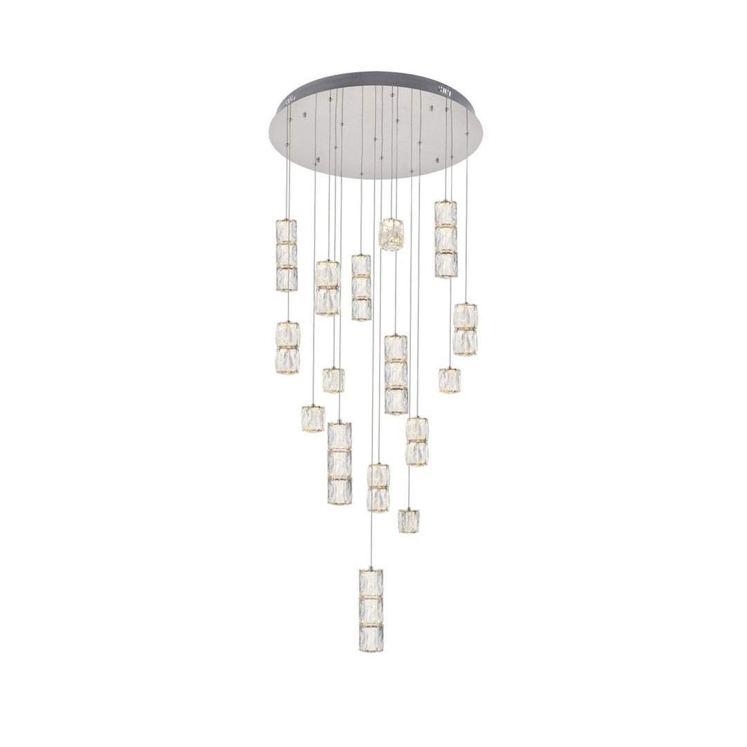 Led Light Chrome Pendant Clear Crystal - View 3 - Joshua Marshal