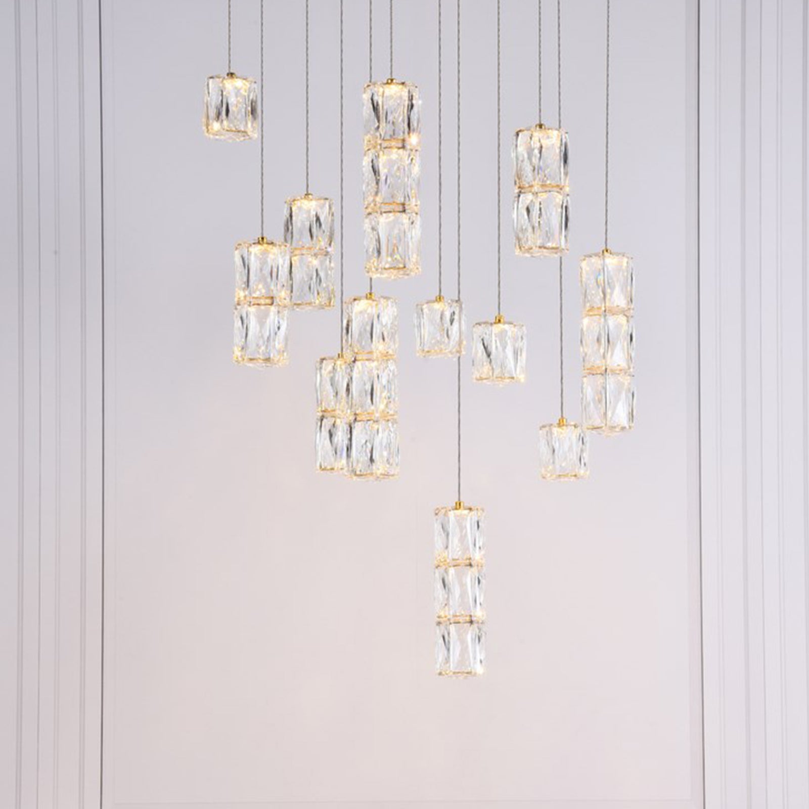 Led Light Gold Pendant Clear Crystal Gold Finish - LIGHTING by Joshua Marshal
