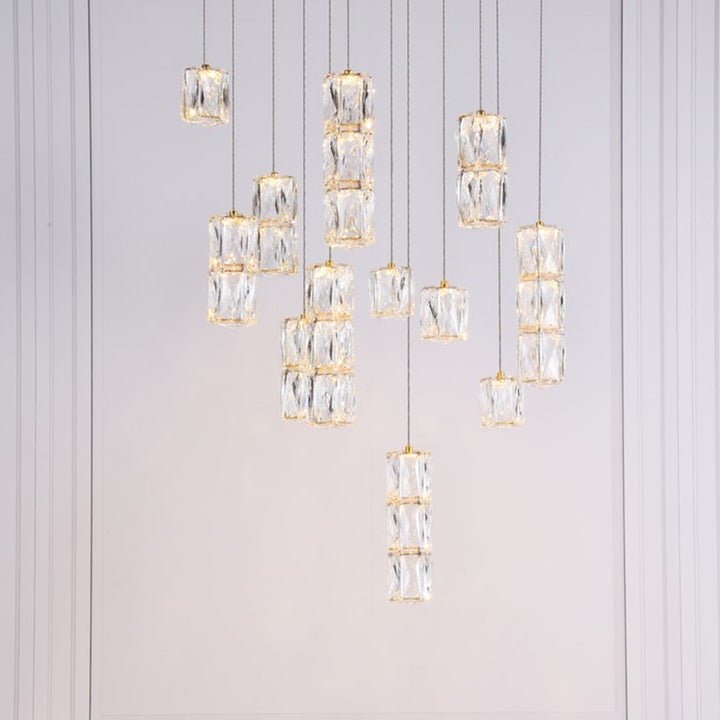 Led Light Gold Pendant Clear Crystal Gold Finish - LIGHTING by Joshua Marshal