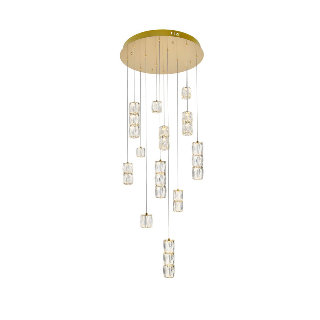 Led Light Gold Pendant Clear Crystal - View 3 - Joshua Marshal