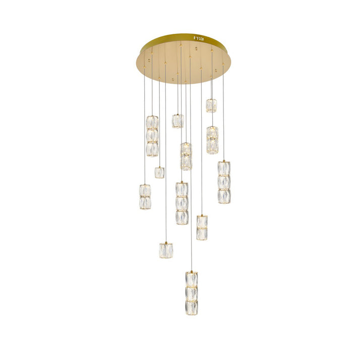 Led Light Gold Pendant Clear Crystal - View 3 - Joshua Marshal