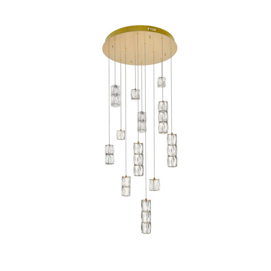 Led Light Gold Pendant Clear Crystal - View 4 - Joshua Marshal