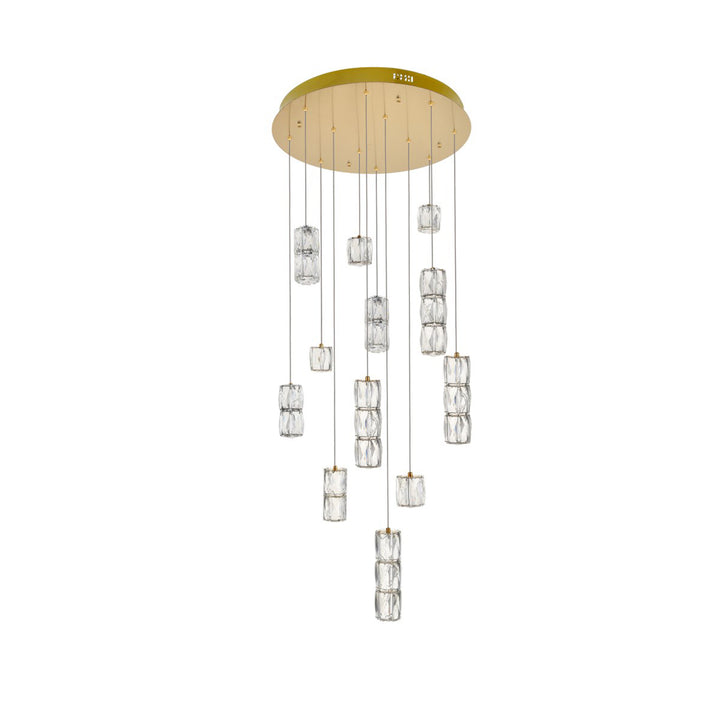 Led Light Gold Pendant Clear Crystal - View 4 - Joshua Marshal