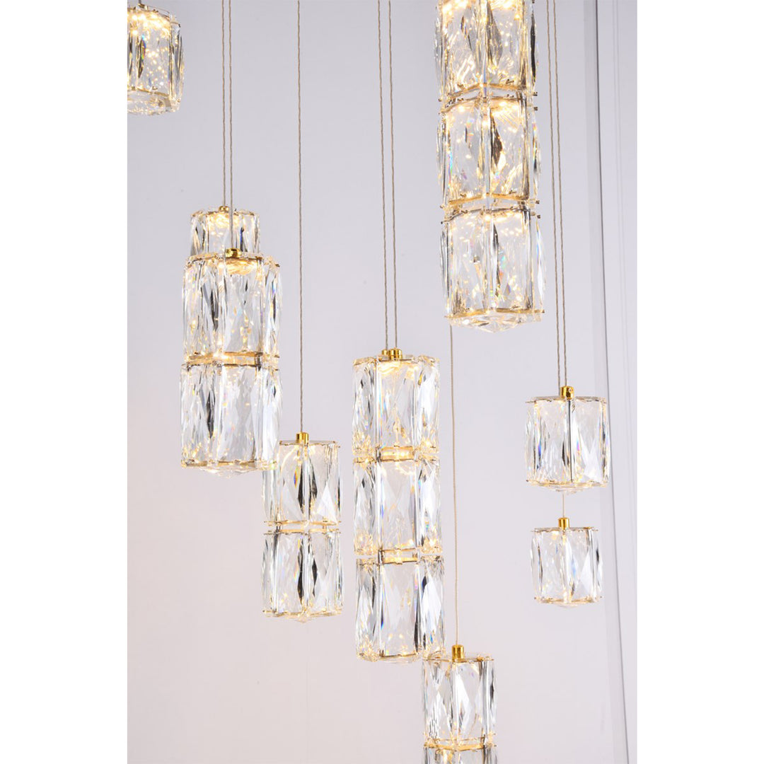 Led Light Gold Pendant Clear Crystal - View 5 - Joshua Marshal