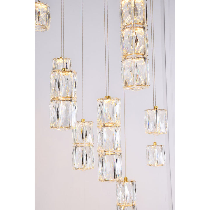 Led Light Gold Pendant Clear Crystal - View 5 - Joshua Marshal