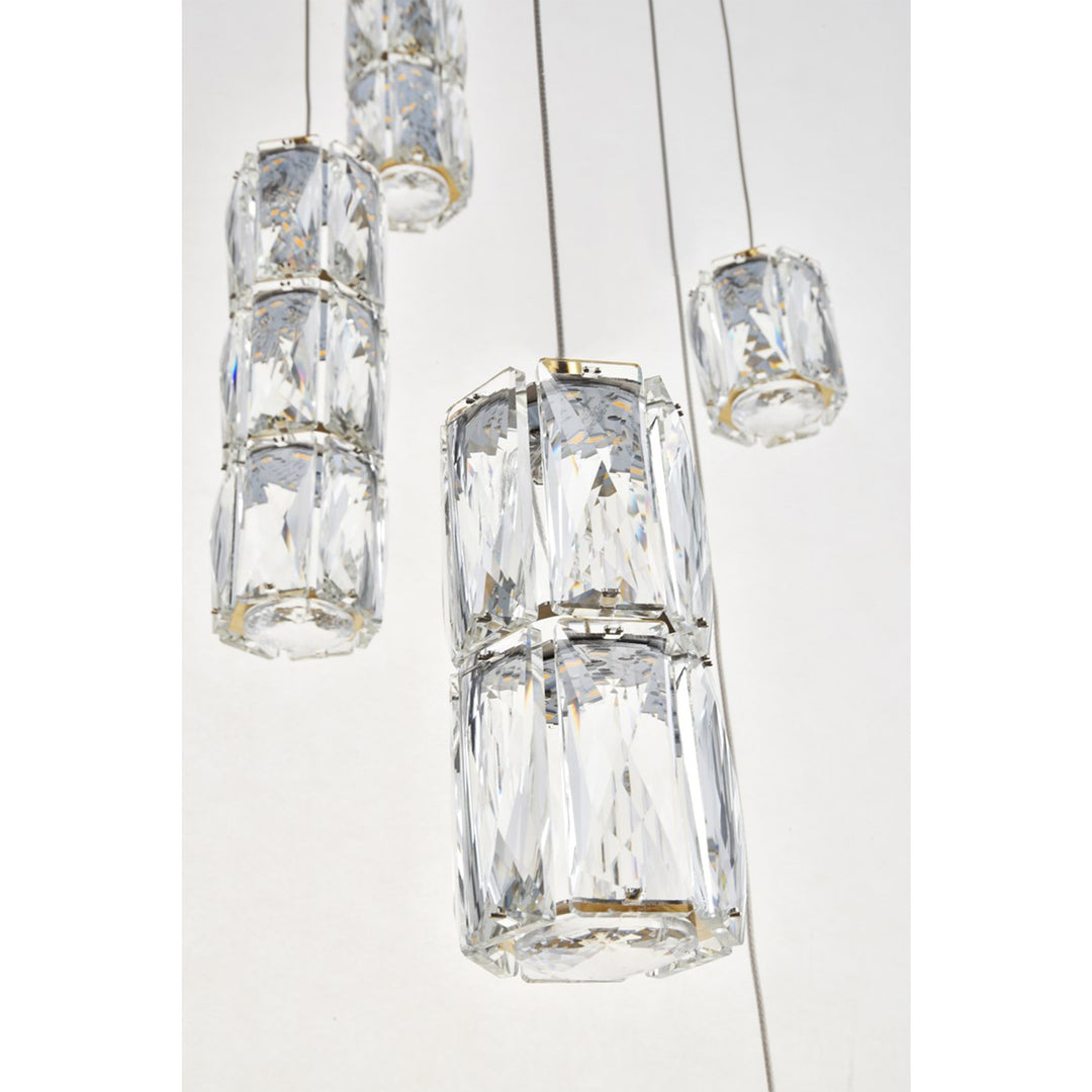 Led Light Gold Pendant Clear Crystal - View 6 - Joshua Marshal