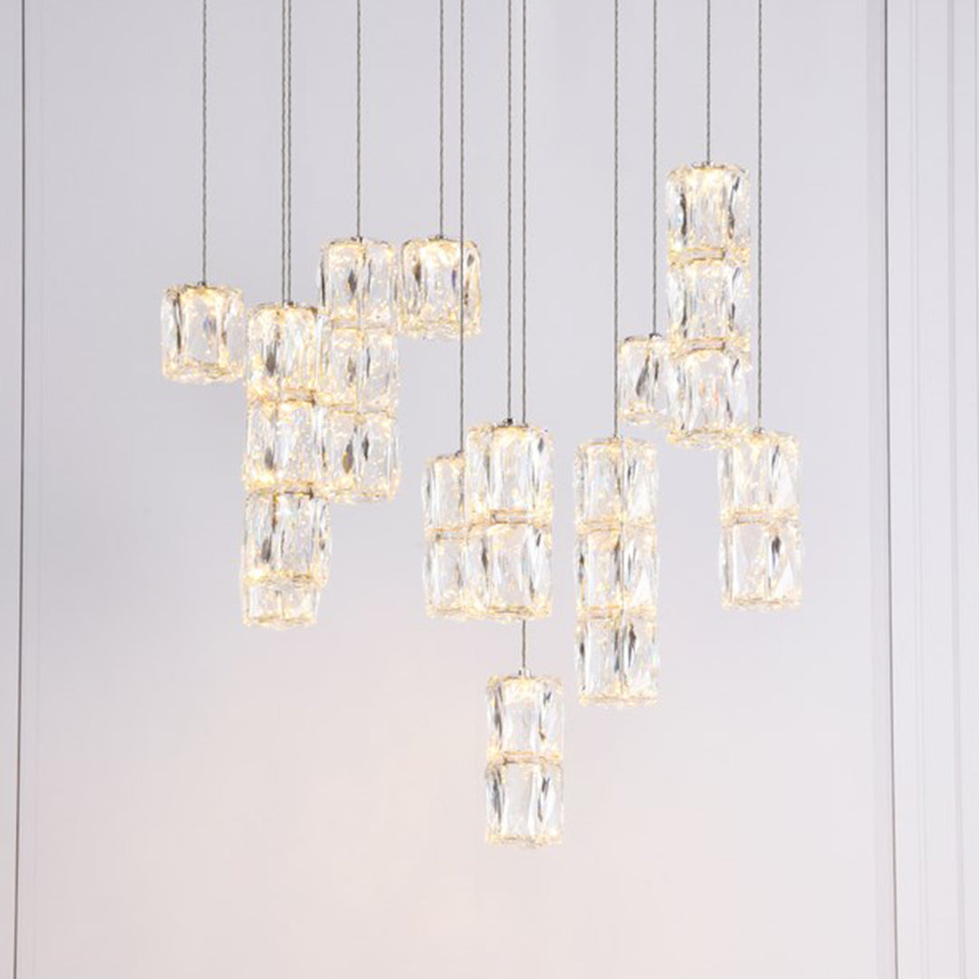 Led Light Chrome Pendant Clear Crystal Chrome Finish - LIGHTING by Joshua Marshal