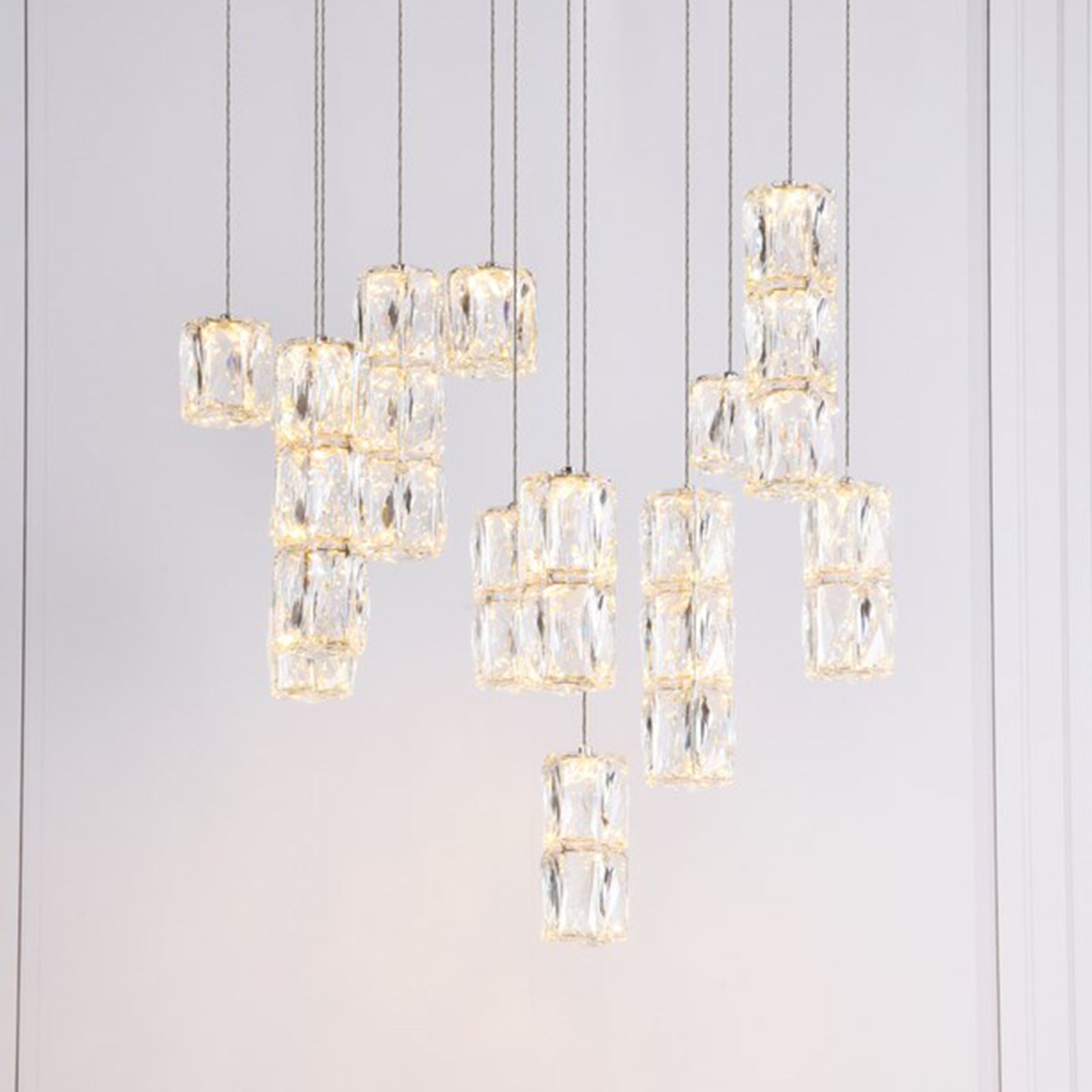 Led Light Chrome Pendant Clear Crystal Chrome Finish - LIGHTING by Joshua Marshal