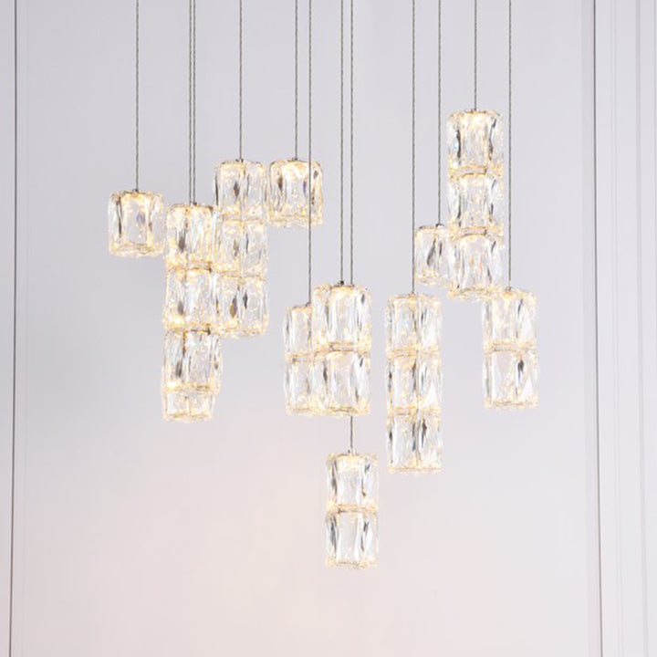 Led Light Chrome Pendant Clear Crystal Chrome Finish - LIGHTING by Joshua Marshal