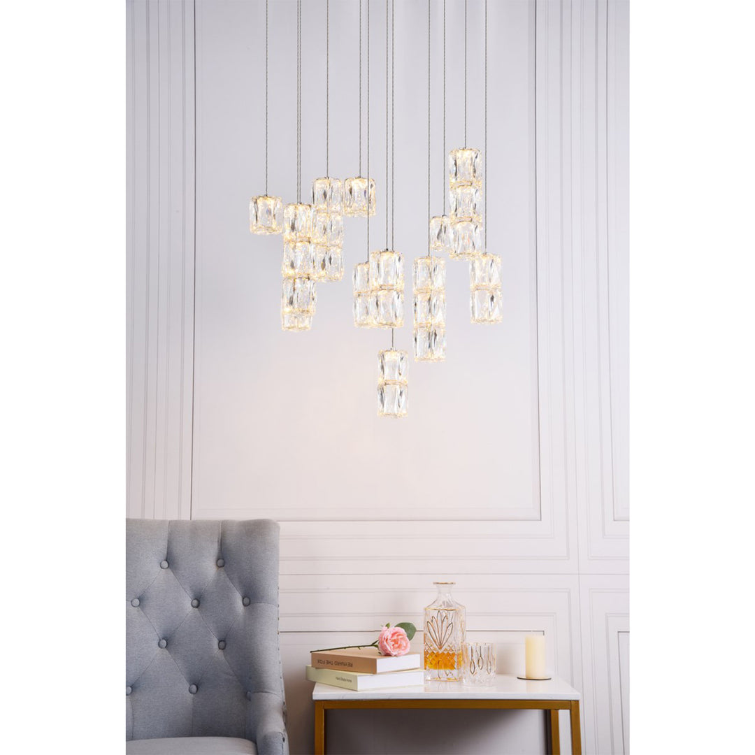 Led Light Chrome Pendant Clear Crystal - View 2 - Joshua Marshal