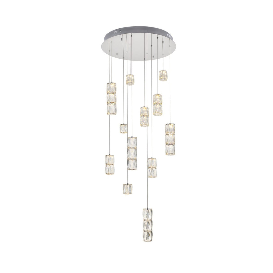 Led Light Chrome Pendant Clear Crystal - View 3 - Joshua Marshal