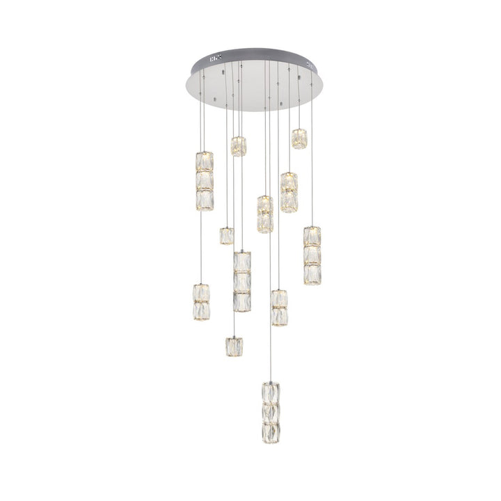 Led Light Chrome Pendant Clear Crystal - View 3 - Joshua Marshal