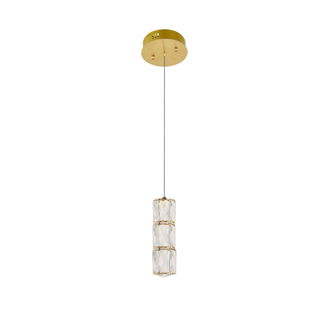 Led Light Gold Pendant Clear Royal Cut Crystal - View 3 - Joshua Marshal
