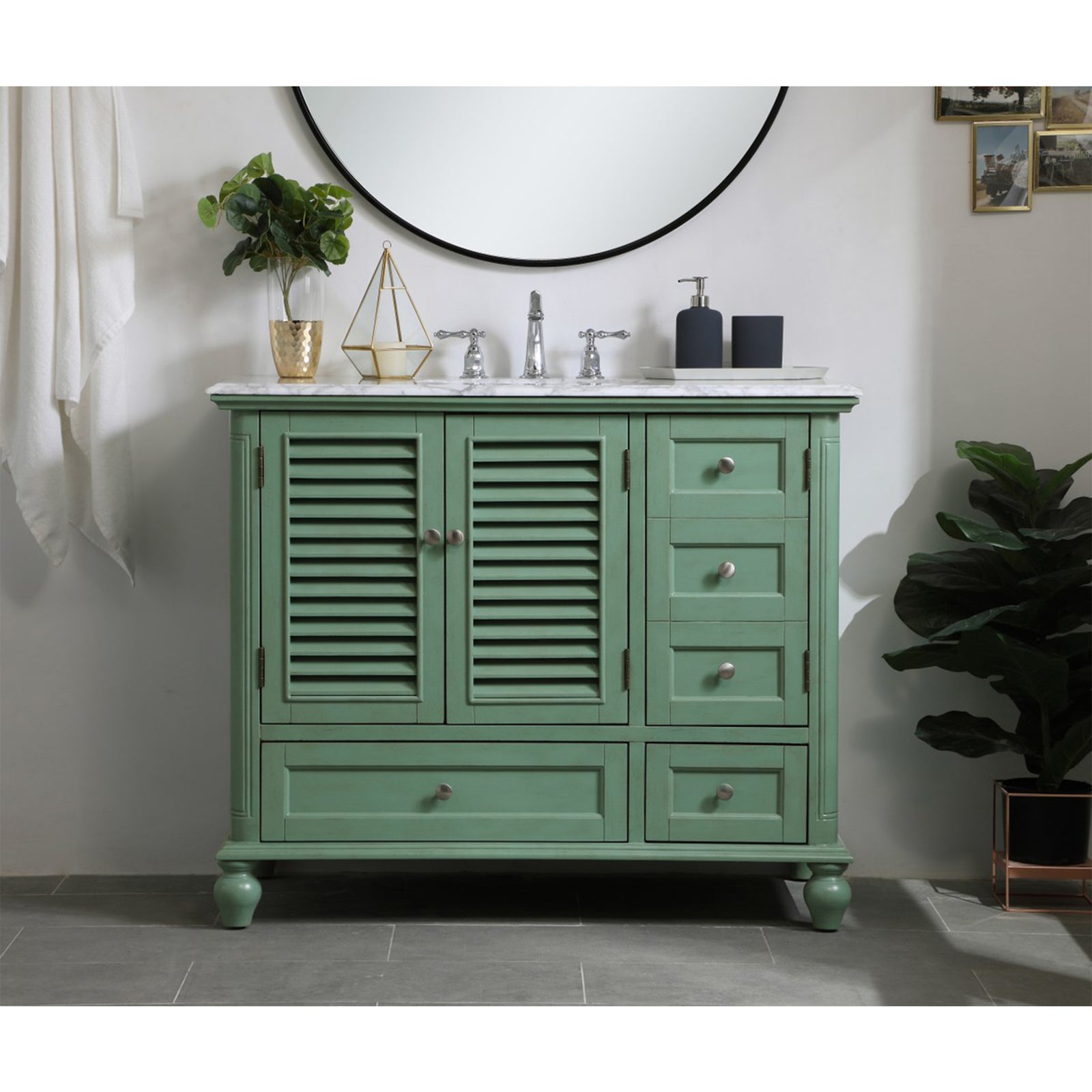 42 Inch Single Bathroom Vanity In Vintage Mint - View 2 - Joshua Marshal