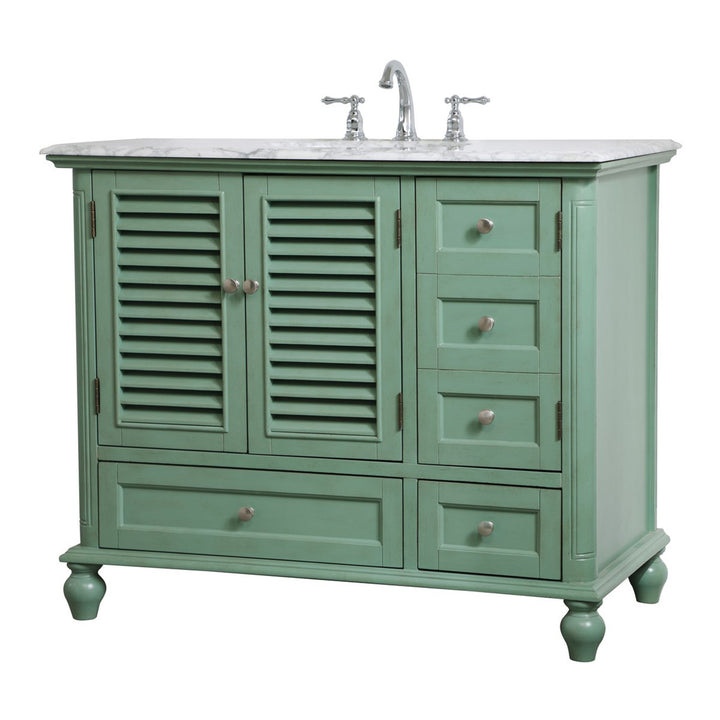 42 Inch Single Bathroom Vanity In Vintage Mint - View 3 - Joshua Marshal