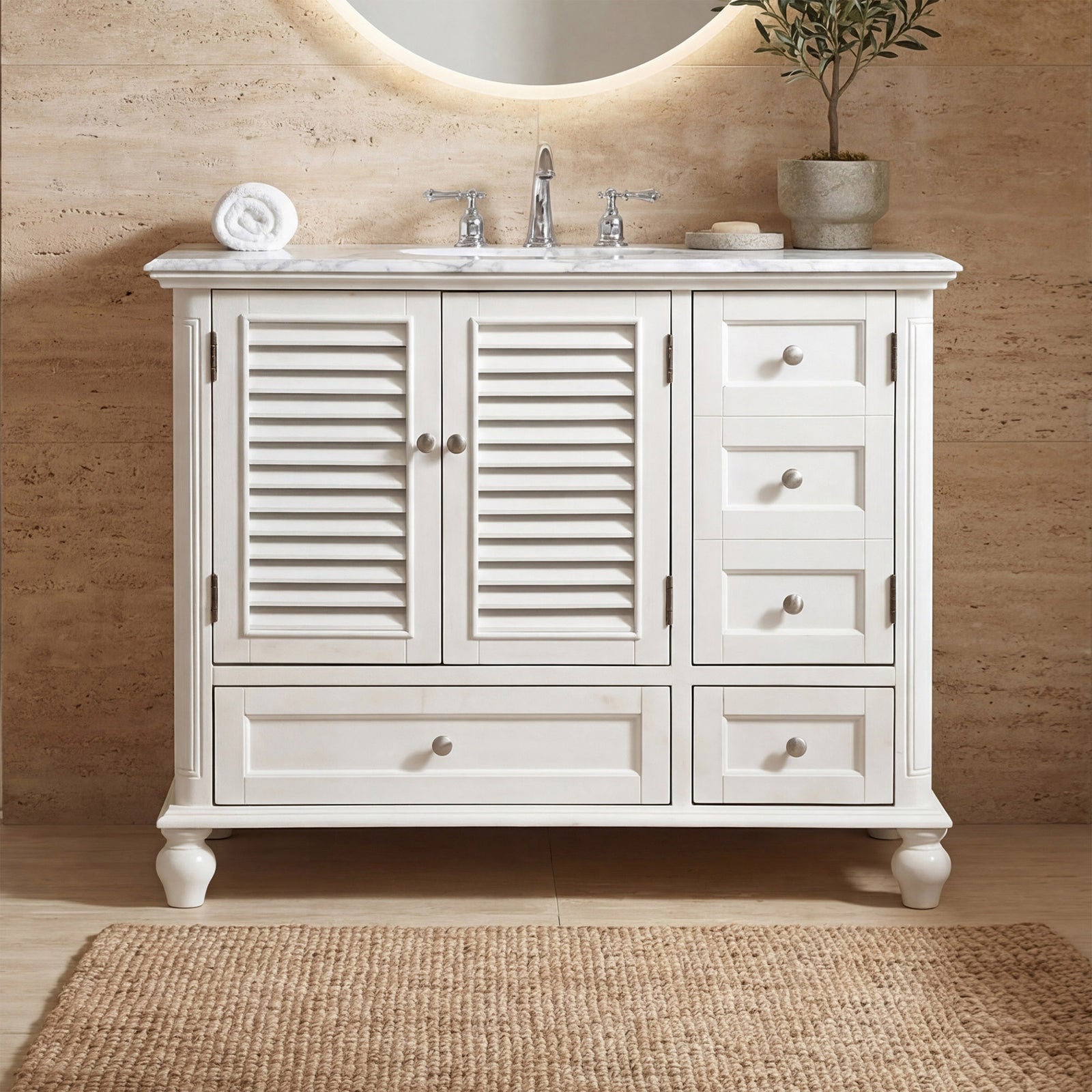 42 Inch Single Bathroom Vanity In Antique White Antique White Finish - KITCHEN & BATH by Joshua Marshal