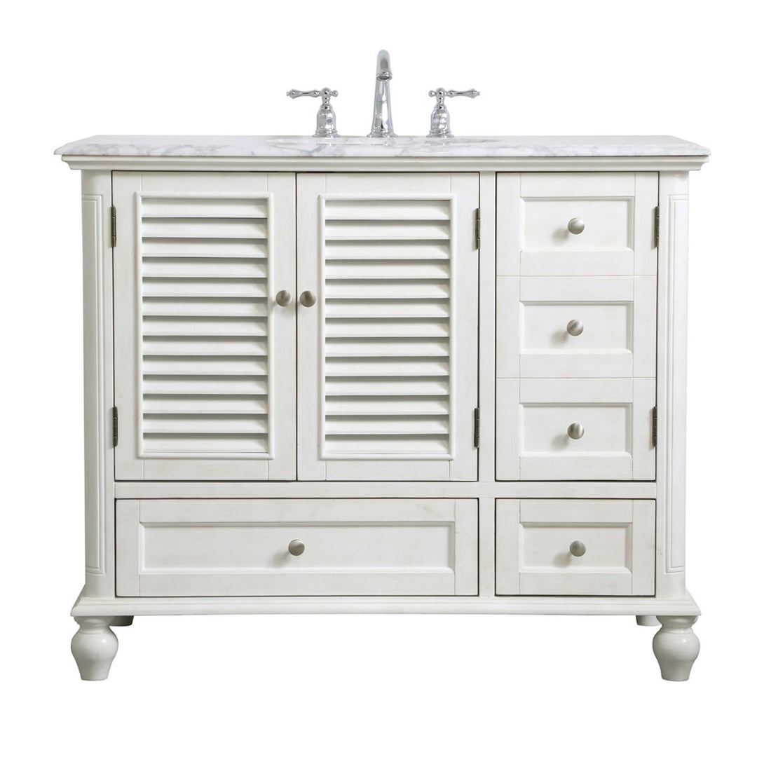 42 Inch Single Bathroom Vanity In Antique White - View 3 - Joshua Marshal