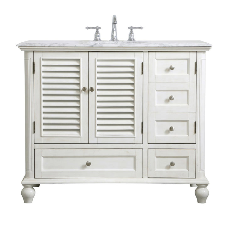 42 Inch Single Bathroom Vanity In Antique White - View 3 - Joshua Marshal