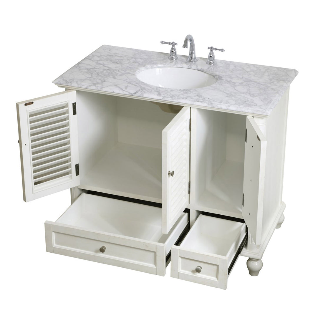 42 Inch Single Bathroom Vanity In Antique White - View 4 - Joshua Marshal