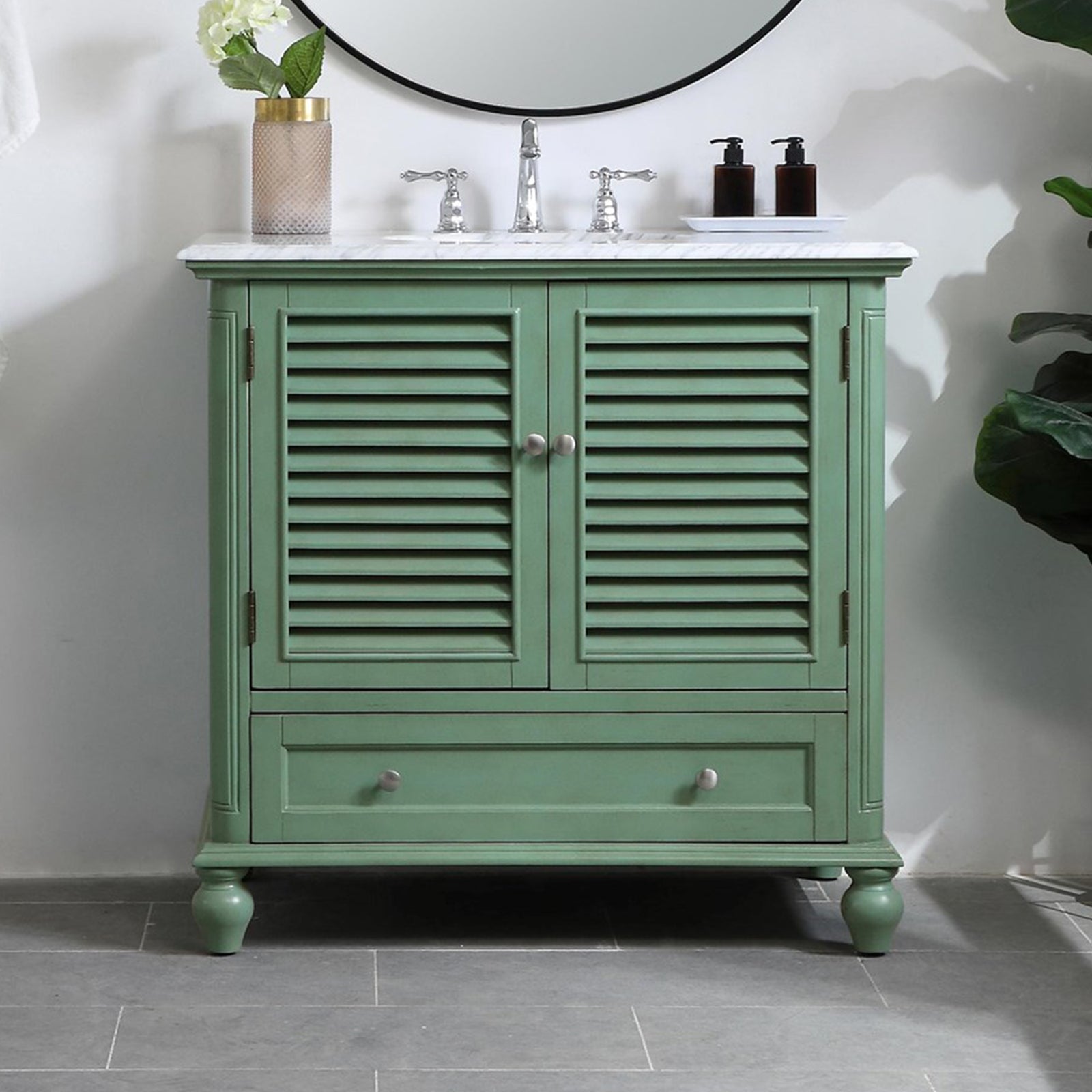 36 Inch Single Bathroom Vanity In Vintage Mint Vintage Mint Finish - KITCHEN & BATH by Joshua Marshal