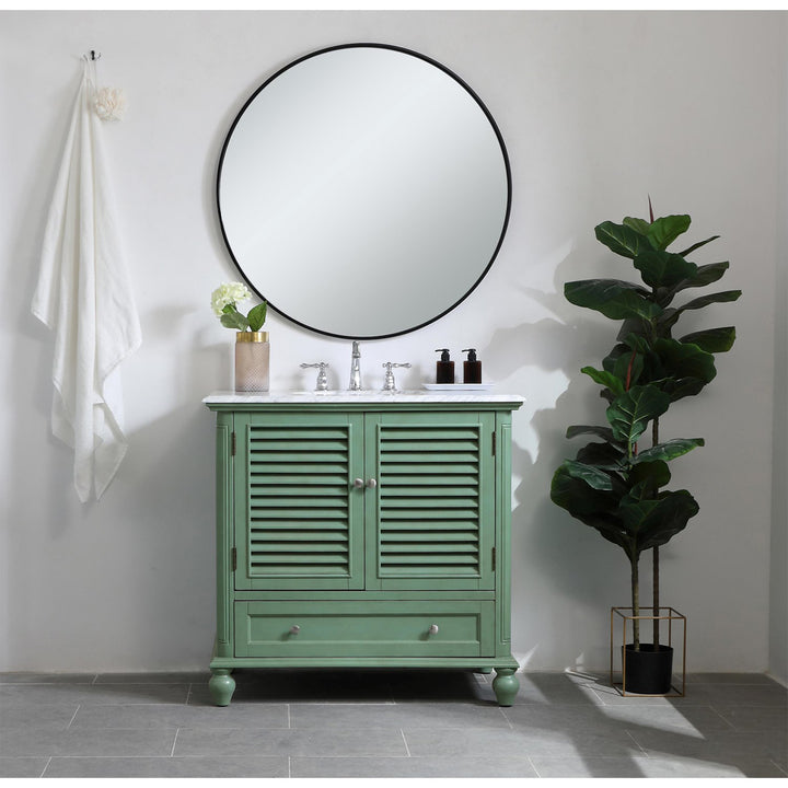 36 Inch Single Bathroom Vanity In Vintage Mint - View 2 - Joshua Marshal