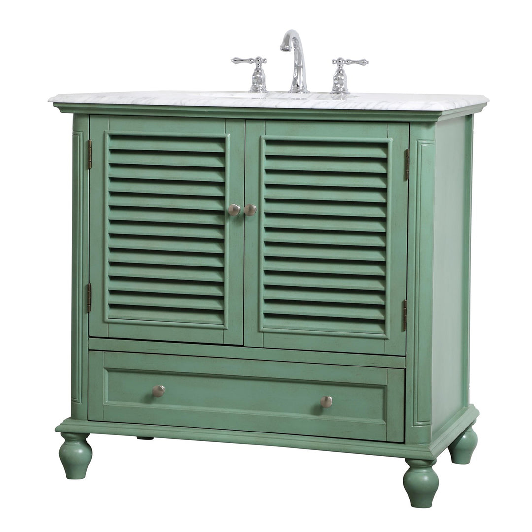 36 Inch Single Bathroom Vanity In Vintage Mint - View 3 - Joshua Marshal